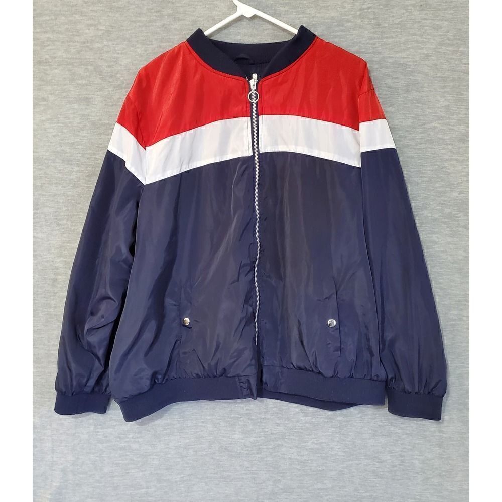 New Look Sport Jacket Womens 3X Blue Windbreaker Bomber Full Zip